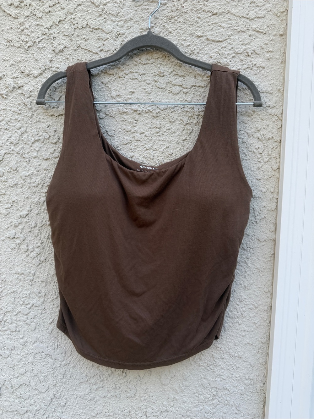 OGL Women's Light Brown Ribbed Built in Padded Bra Tank Top Size 2XL